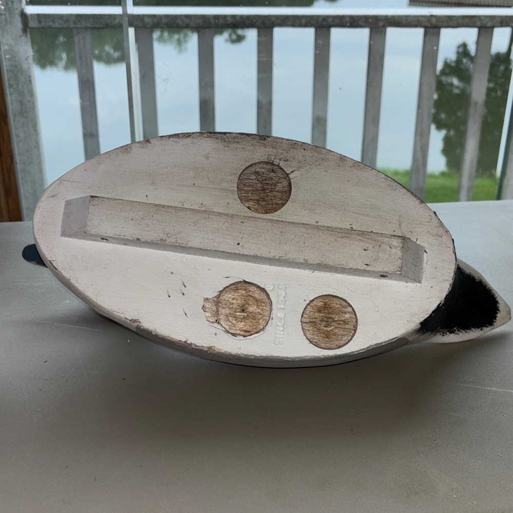 Vintage Hand Carved Hand painted Wooden Duck Decoy - Black/White/Grey/Blue - Picture 8 of 13